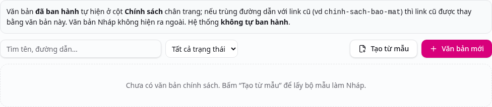 Bước 1: Văn bản chính sách cửa hàng & sàn: Nháp → Ban hành → chân trang